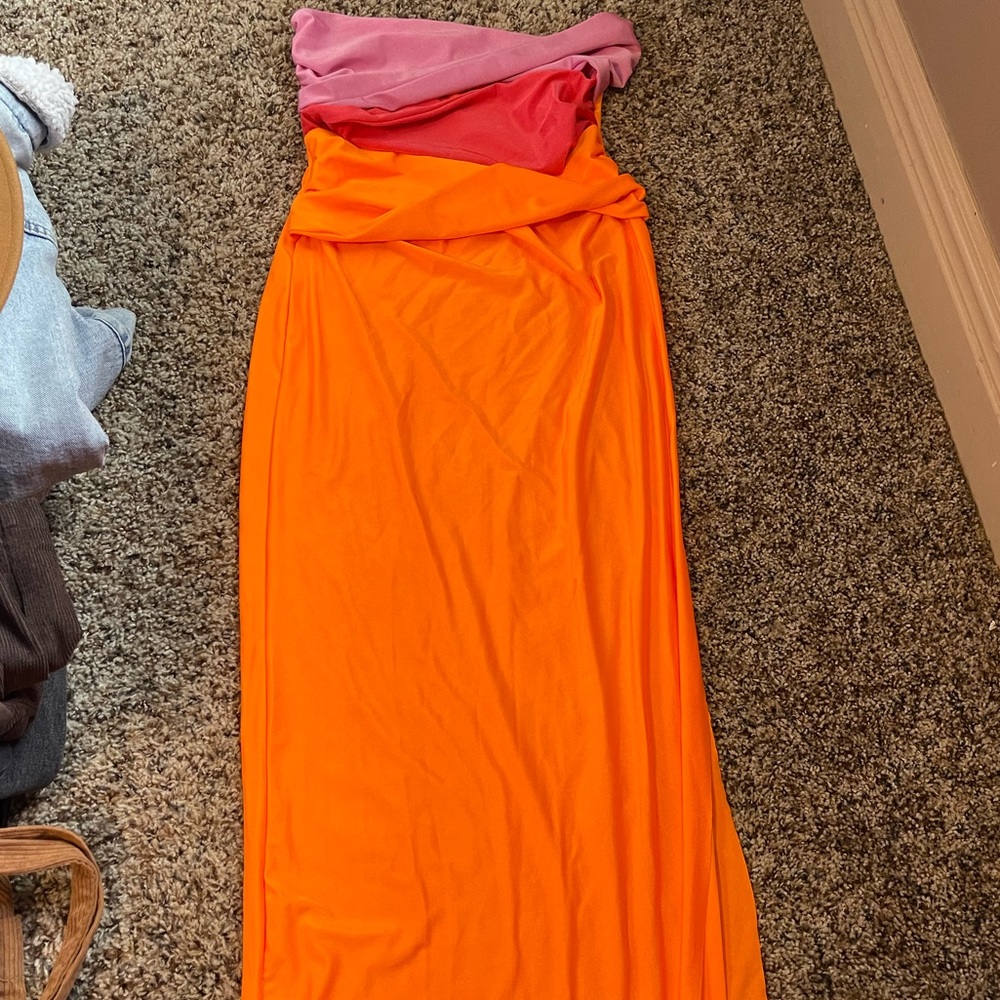 Women strapless multi colored dress